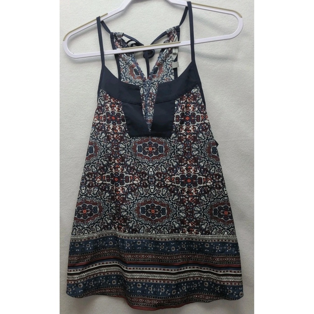 Athleta Handkerchief Tank Top Tie Back w Tassels Boho Festival Beach